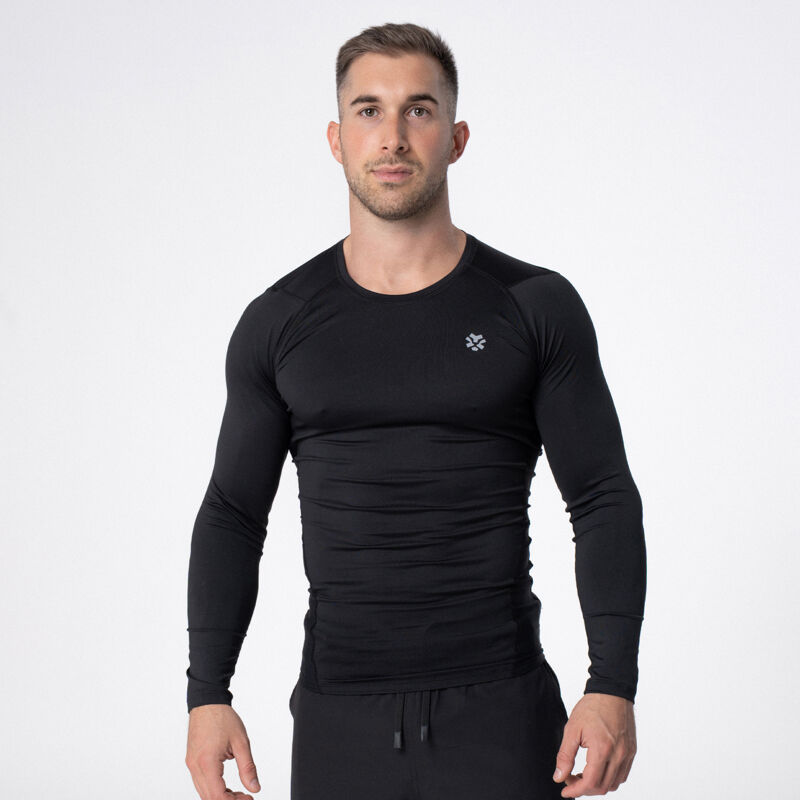 Polleo Men's Titan Compression Long Sleeve Shirt, Black 